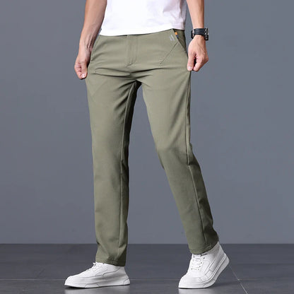 Men's Business Slim Pants Spring Thin Fashion Pocket Casual Trousers Comfortable Letter Labeling Pants Male Clothes