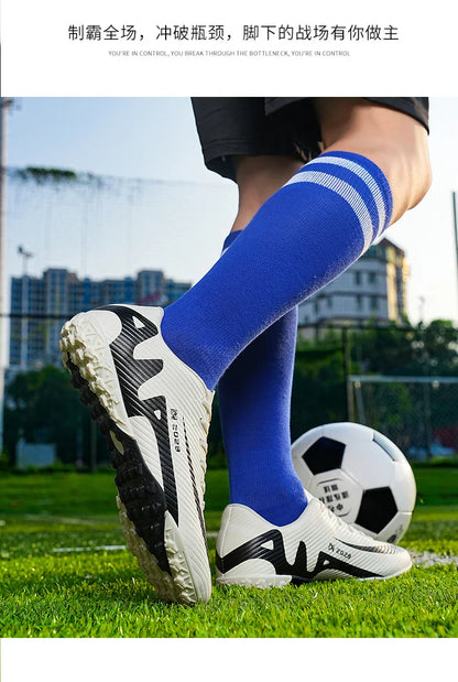 Professional FG/TF Soccer Cleats Men Football Boots Long Spike Grass Match Breathable Lightweight Comfortable Training Sneakers
