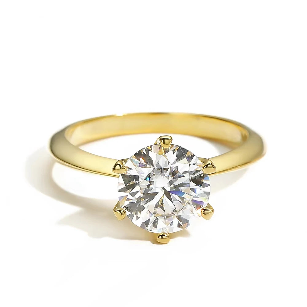 D VVS Moissanite Rings for Women 6 Prong Classic Trendy Solitaire Engagement Wedding Band GRA Certified 925 Sliver Ring