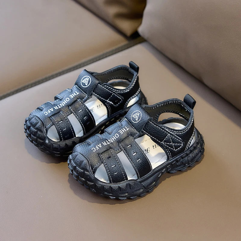 Boys Sports Sandals Toes Capped Hook&loop Kids Beach Shoes Soft Bottom Trendy 2026 Summer New Children Casual Shoes Non-slip