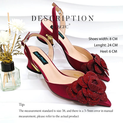 Personalized Design Diamond Shaped Bag With Pointed Stiletto Shoes Noble And Generous Decoration Full Of Diamonds