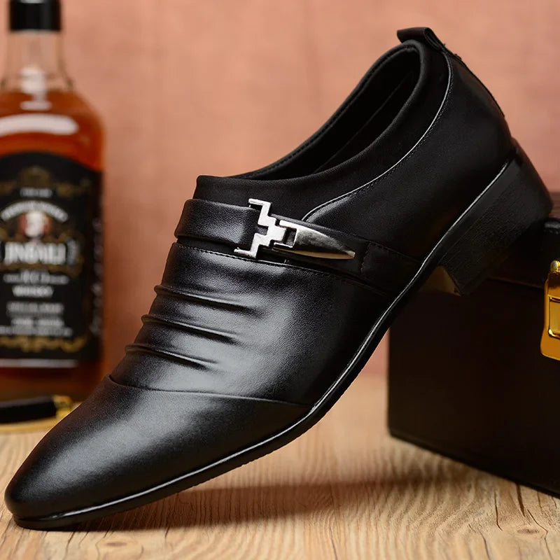 Classic White Men Dress Shoes 2024 Casual Business Leather Shoes for Men Point Toe Wedding Formal Shoes Men Size 46