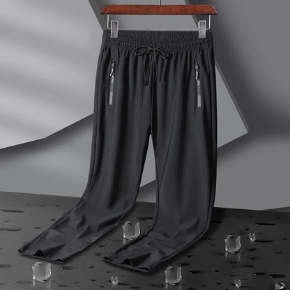 Breathable Elastic Men Running Sport Pants Ice Silk Jogging Thin Sweatpants Casual Outdoor Training Gym Fitness Trousers 8XL