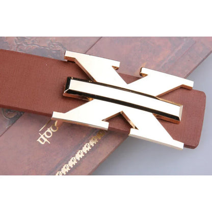 Men's and Women's Casual Fashion Belt  Korean Version Gold Buckle Belt Trendy I-shaped Buckle Belt
