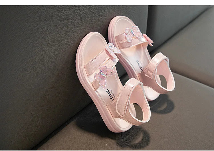 Summer Sandals for Girls Colorful Bow Children's Sandals Shoes Anti Slip Wear-resistant Soft Bottom Girls Shoes Free Shipping