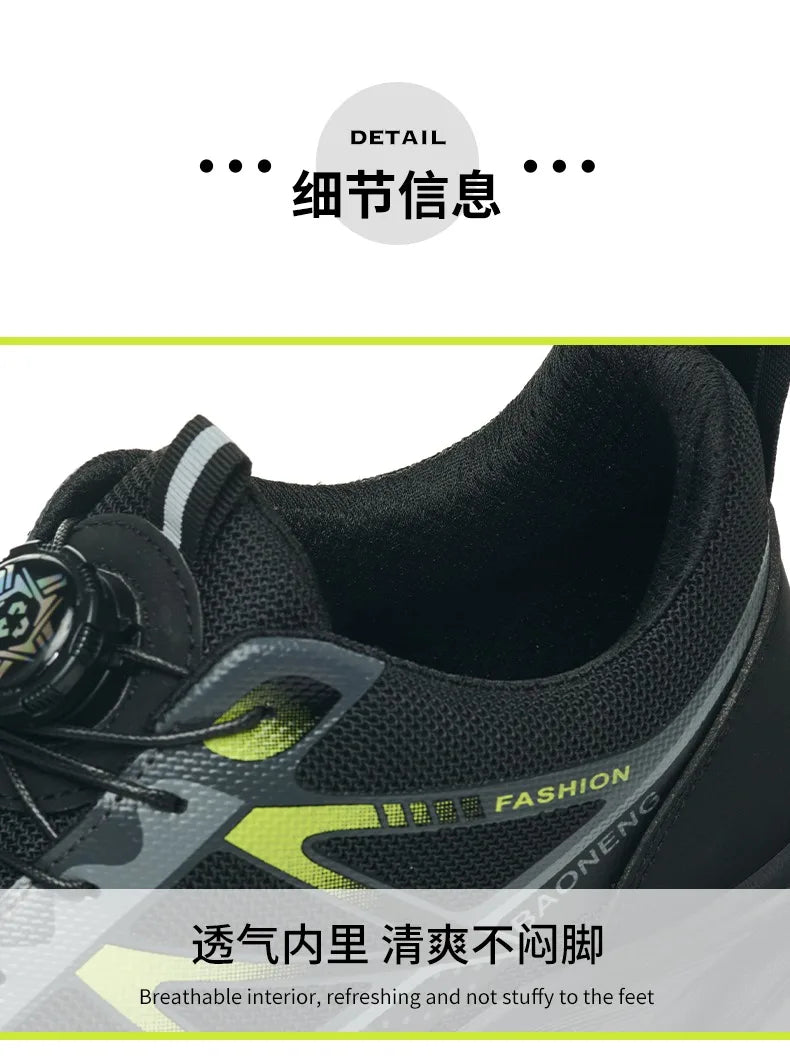 Anti Puncture Safety Shoes Steel Toe Anti Smash Lightweight Durable Slip Resistant Work Boots for Men Construction Industrial