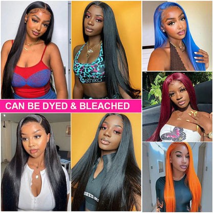 250 density Lace Front Human Hair Wigs Brazilian Hd Transparent Straight 30 40 Inch 13x6 Lace Front wig 360 Wigs For Women 4x4