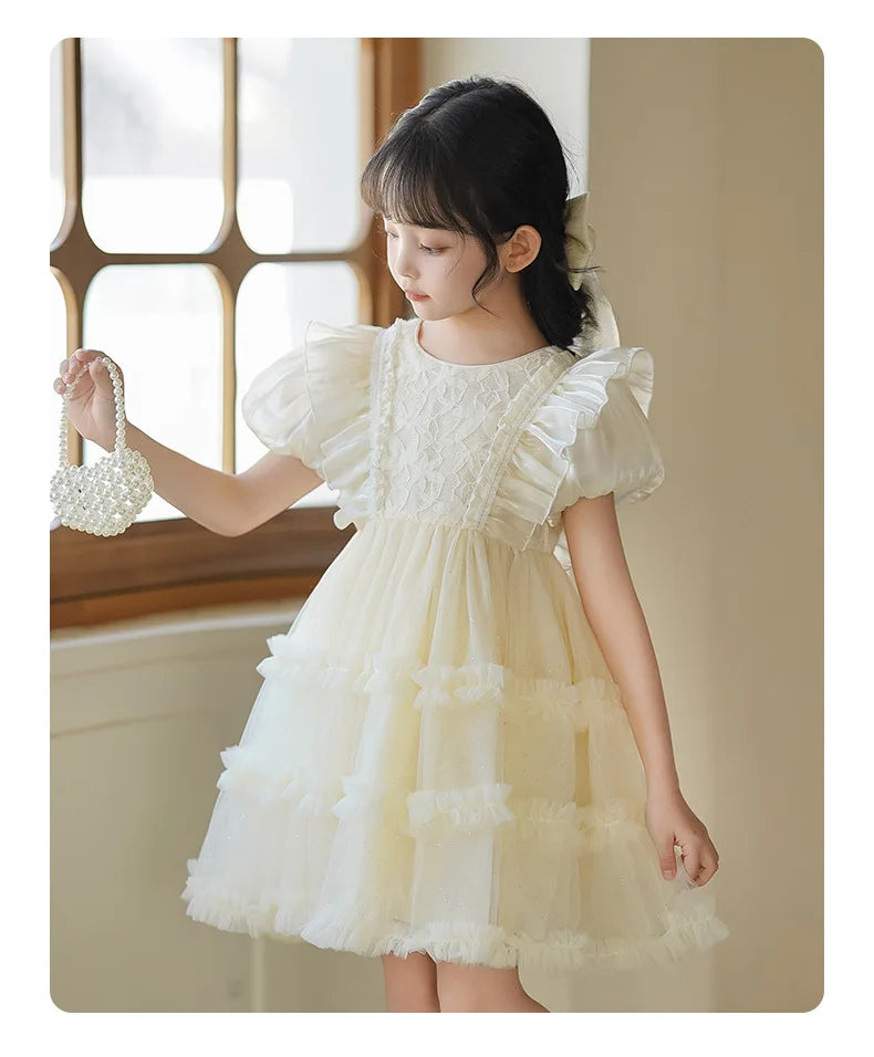 Girls' Princess Dress Summer New Style Little Girl Birthday Dress Dress Fashionable Children's Lolita Dress Short-Sleeved Dress