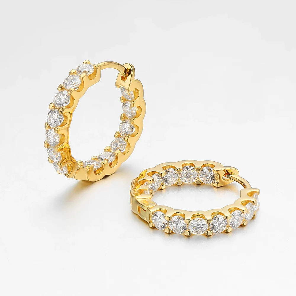 100% 925 Sterling Silver Real 2.6ct Moissanite Earring Hoops For Women Sparkling Wedding Party Luxury Fine Jewelry Gift