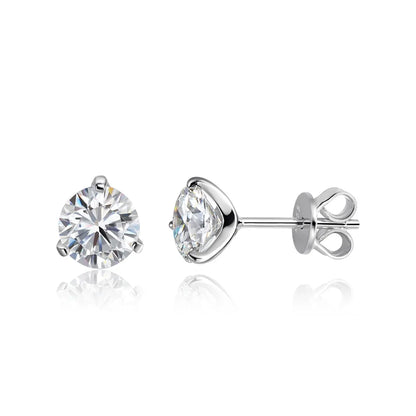 1CT Round Moissanite Stud Earrings for Women 925 Sterling Silver Plated 18K Classic Wedding Sparkling Lab Diamond Earring