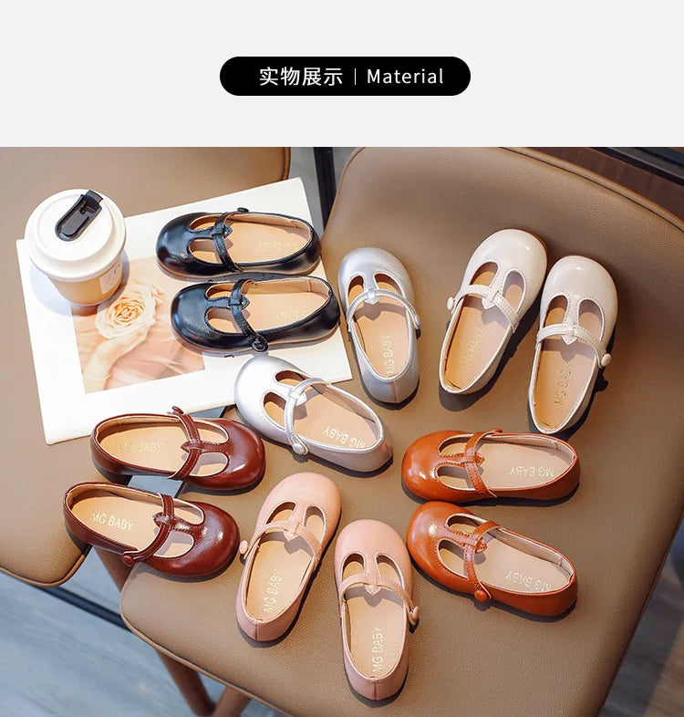 2025 new style soft soled leather shoes for little girls, fashionable and versatile princess shoes, children's college style