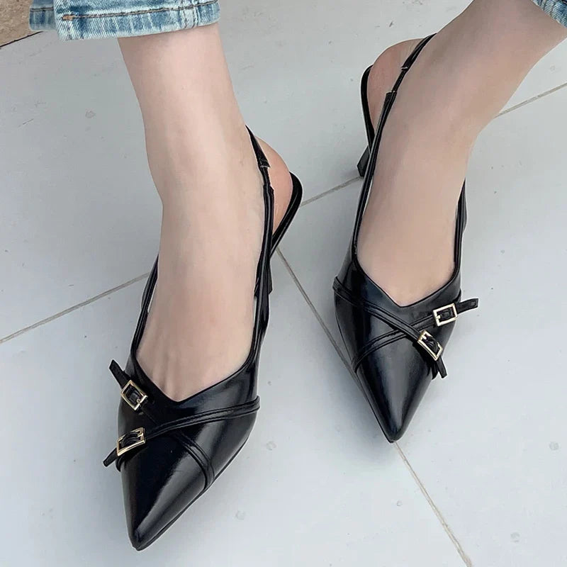Big Size Footwear Wine Red Women High Heels Shoes Fashion Pointed Toe Pumps Ladies Thin Heels Shoes  Female Slingbacks Slides