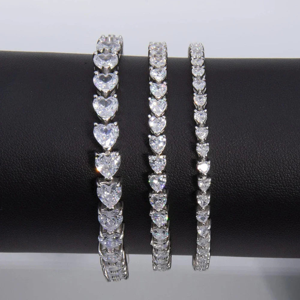 3/5/6.5mm Heart Cut Moissanite Tennis Bracelet with Certificates 925 Sterling Silver Sparkling Diamond Bracelets for Women