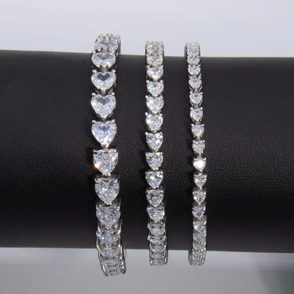 3/5/6.5mm Heart Cut Moissanite Tennis Bracelet with Certificates 925 Sterling Silver Sparkling Diamond Bracelets for Women