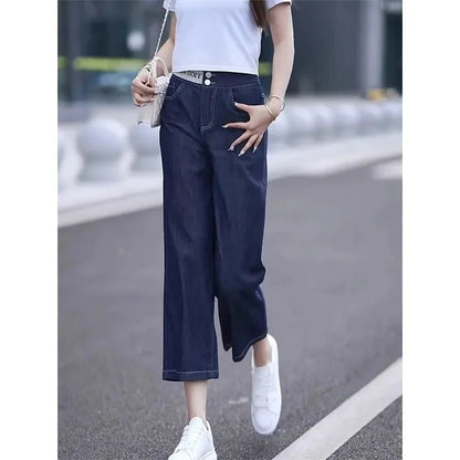Wide Leg Pant Ladies High Waist Straight Tube Jeans