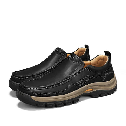 Men's Hand-Stitched Fashion Loafers, Solid Color Low-Top Casual Shoes, Simple Trendy Slip-On Sneakers, Men's Shoes for All Seasons, Daily Office Business Shoes, Large Size Men's Shoes
