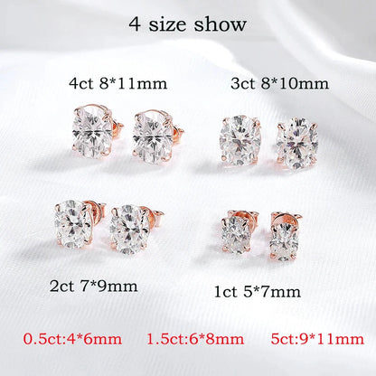 0.5-5CT Doveggs Moissanite Stud Earrings for Women Bridal Oval Cut Ear Jewelry Lab Diamond 100% S925 Sterling Silver