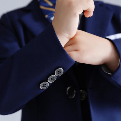 Elegant Navy Boys Suit For Wedding Teenager Kids Formal Ceremony Tuxedo Dress Children Photography Blazer Party Suit