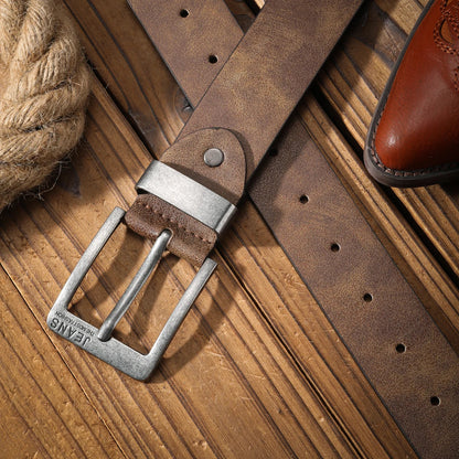 A casual, individual and retro belt, Western-style clothing accessory, metal buckle, PU belt, suitable for both men and women