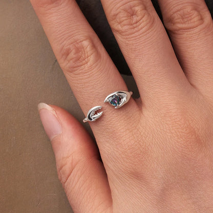 925 Sterling Silver Colorful 12 Zodiac Open Ring For Women , Rainbow Zircon Crystal Stackable Rings Girl Family Gift
