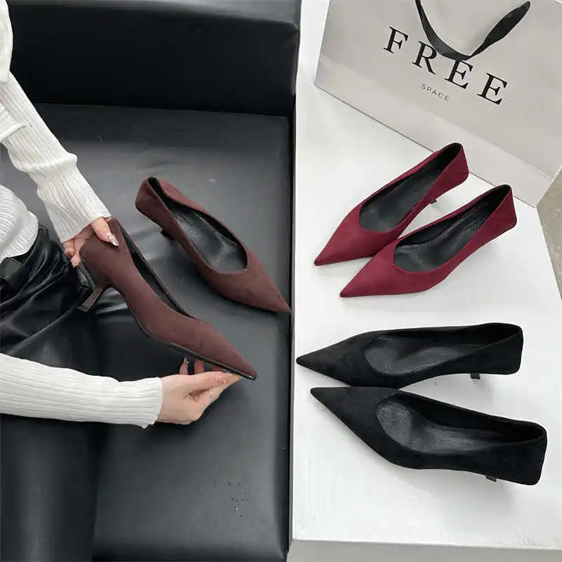 Sapatos de salto alto femininos de bico fino para o outono de 2024, sapatos sexy e rasos, sapatos de salto fino elegantes para mulheres, sapatos de festa, sapatos de salto alto, sapatos elegantes de festa, sapatos femininos.