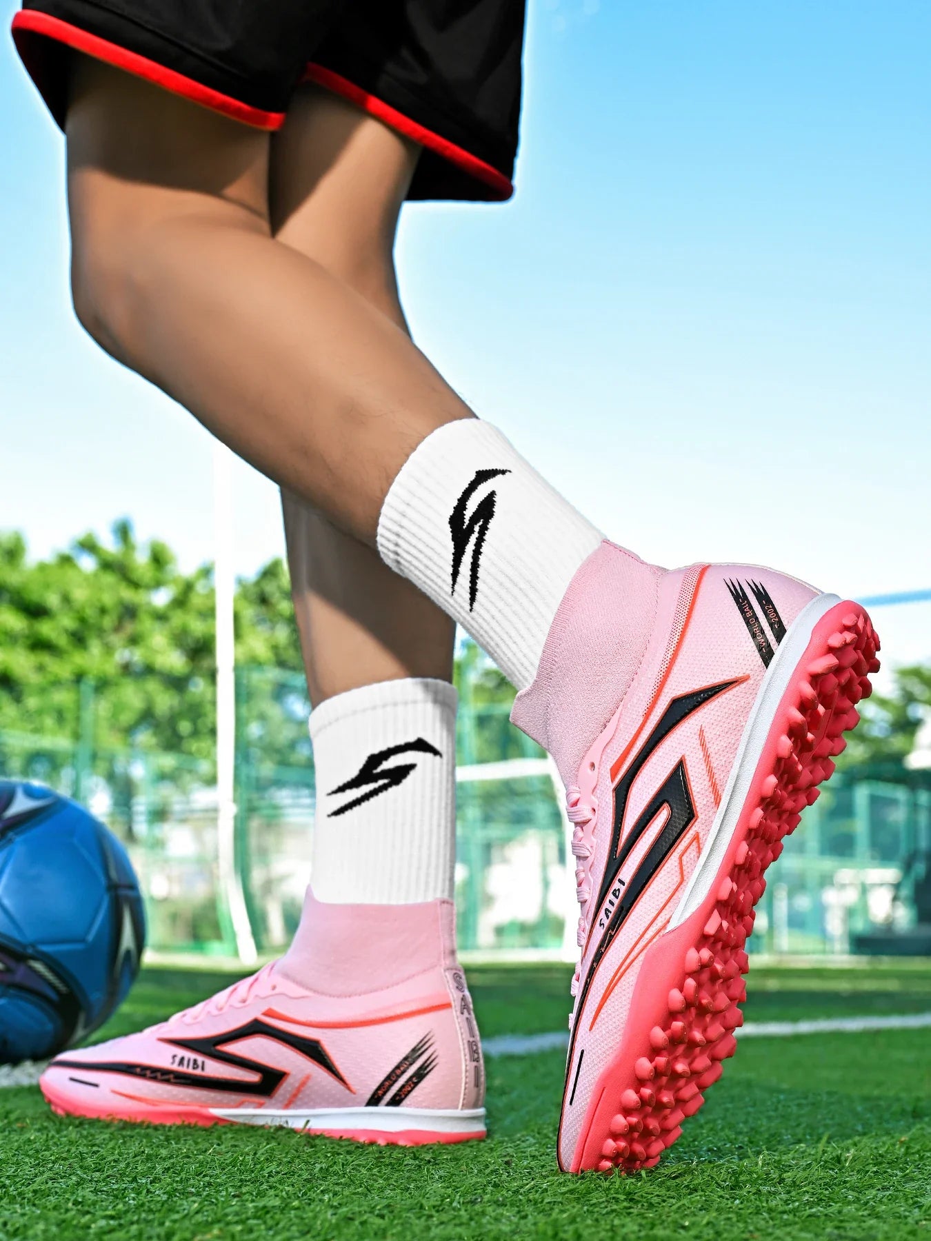 TF Turf Soccer Cleats Breathable Material Comfortable Fit Non-Slip Durable Rubber Sole Professional for Training
