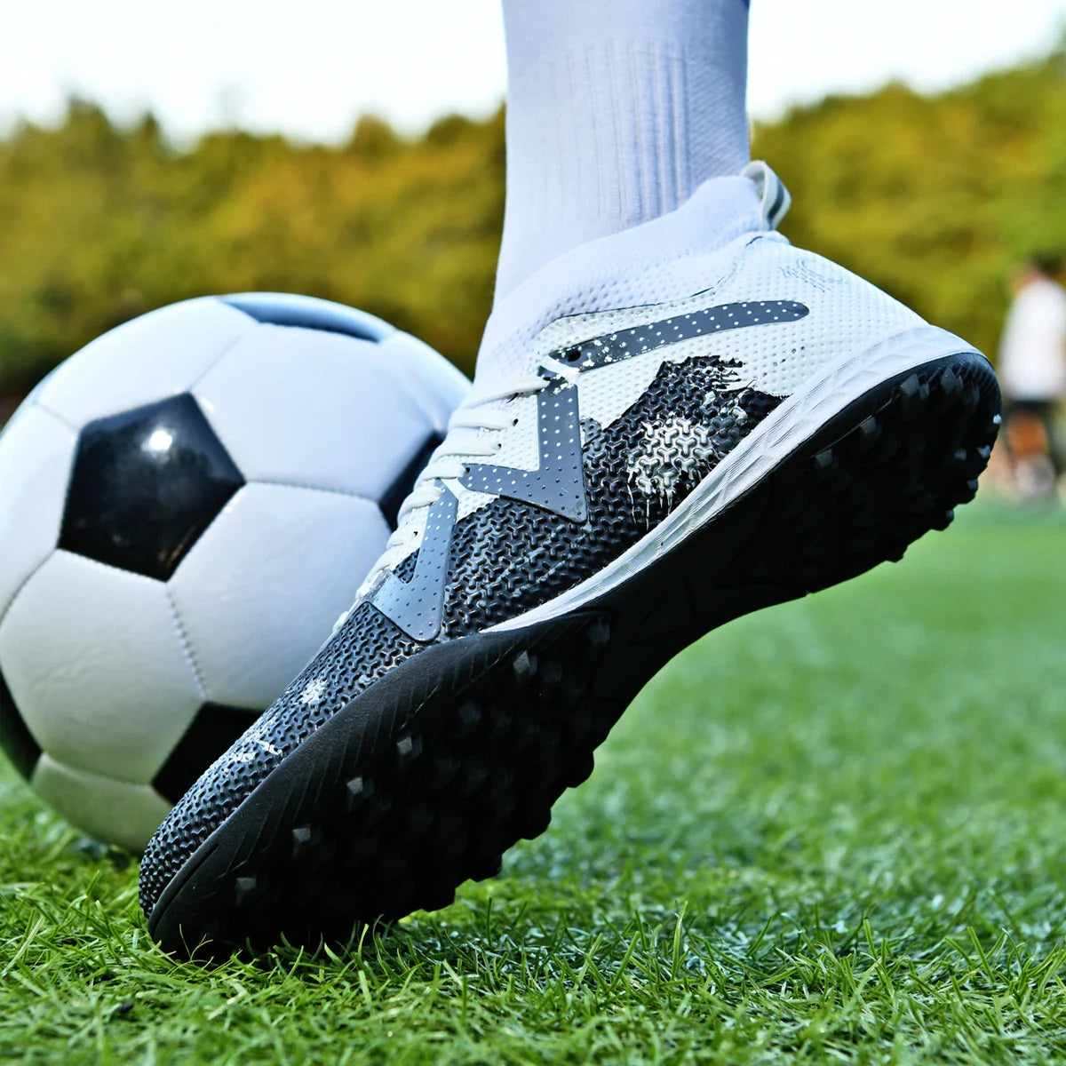 Multicolor TF Turf Soccer Shoes Durable PU Fabric Rubber Outsole Anti-slip Wearproof For Kids Teenager Turf Games