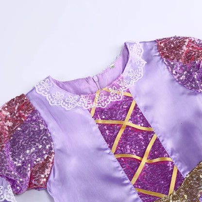 Girls Rapunzel Dress Kids Tangled Disguise Carnival Girl Princess Costume Birthday Party Gown Outfit Clothes 2-10 Years
