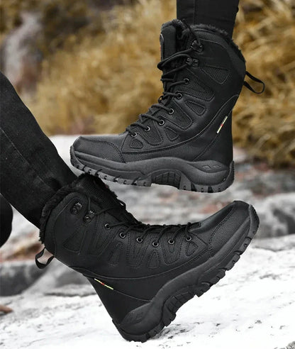 New Warm Plush Snow Boots Men Lace Up Casual High Top Men's Boots Waterproof Winter Boots Anti-Slip Ankle Boots Army Work Boots