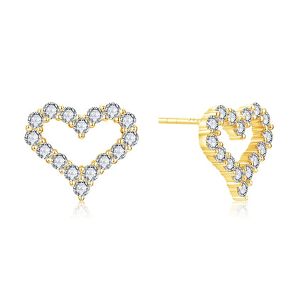S925 Silver Hollow Heart Moissanite Earrings for Women Charm Love Anniversary Jewelry Elegant Birthday Gifts Certified