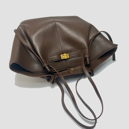 Fashion Large Capacity Trapeze Bag Designer Chic Lock Women Shoulder Bags Luxury Pu Leather Handbags Trend Underarm Bag 2025