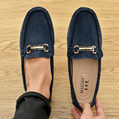 Men Fashion Luxury Leisure Leather Loafers Shoes Slip on Soft Comfortable Non-slip Driving for Men