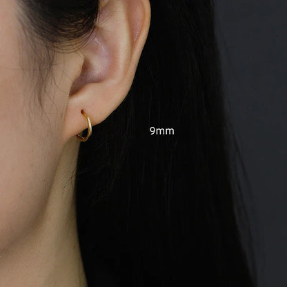 925 Sterling Silver Minimalist Glossy Circle Hoop Earrings for Women Fashion Simple Ear Bone Piercing Jewelry Accessories