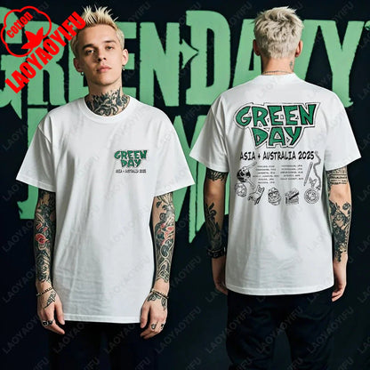 Green Day Tour 2025 Asia and Australia Tour Graphic T Shirts Summer Woman Man Fans High Quality Cotton T-shirt Music Festival