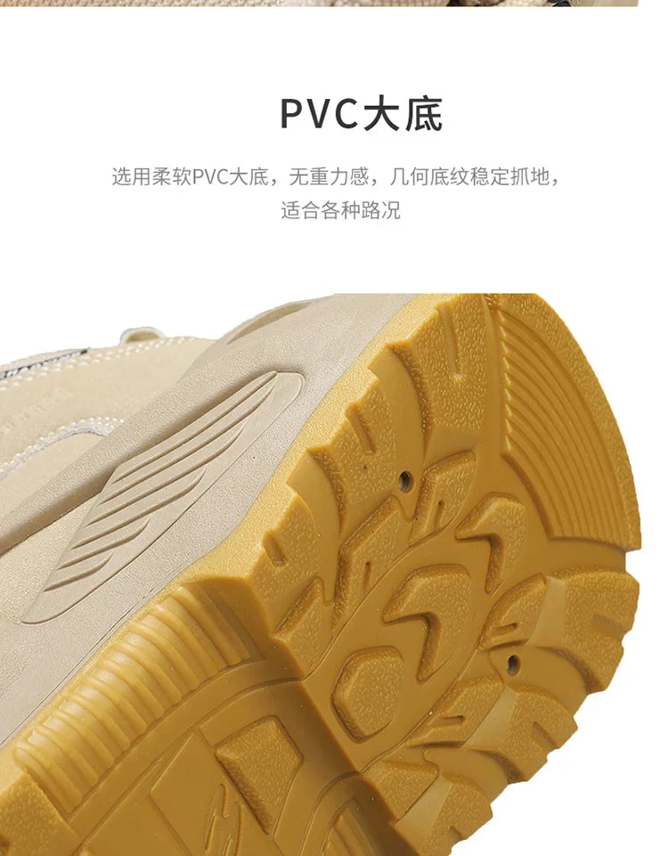 Men's winter high top shoes mid top waterproof and anti slip hiking shoes ultra light work boots tactical boots desert boots