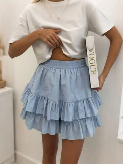 2025 Spring/Summer New European and American Women's Fashion Elegant Solid Color High-Waist Lace Design Sexy Cake Skirt Half Ski