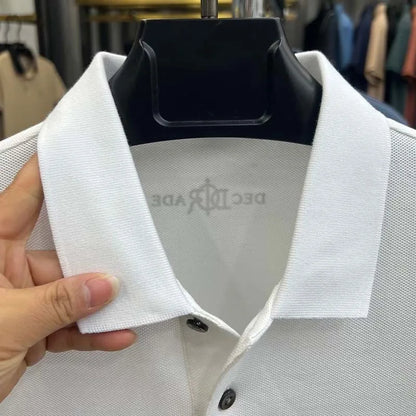High end 100% cotton short sleeve T-shirt men's lapel top 2024 summer new designer brand embroidery fashion casual polo shirt