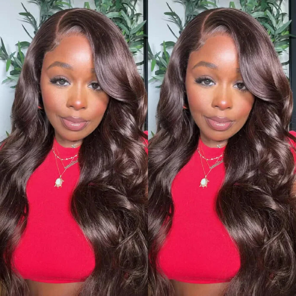 200 Density 30 38Inch Chocolate Brown Body Wave Human Hair Wigs Brazilian 13x6 HD Lace Frontal Wigs #4 Color 13x4 Lace Front Wig