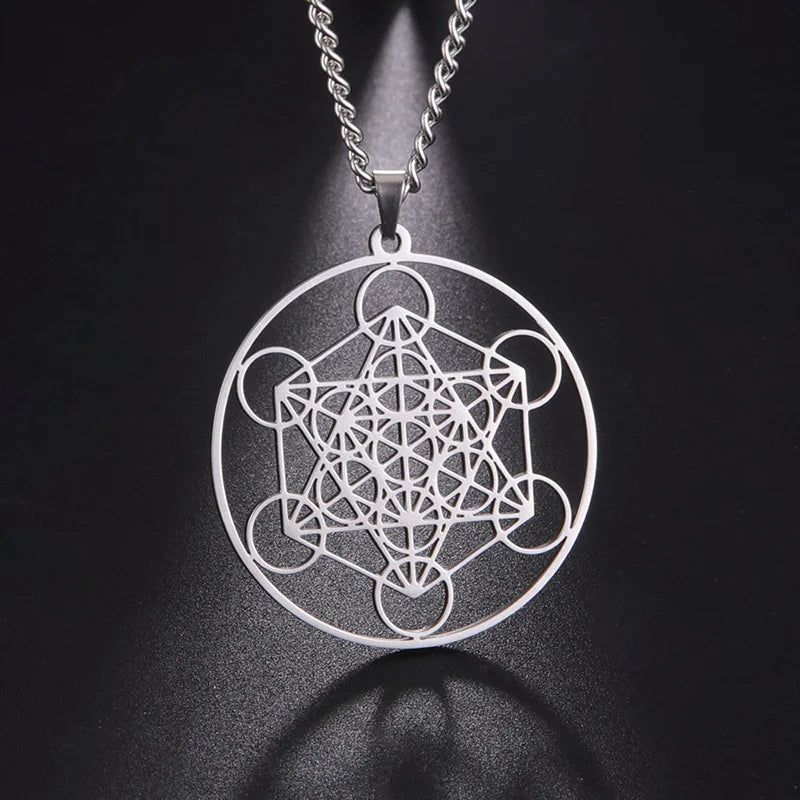 Archangel Metatron Pendant Necklace Stainless Steel Sacred Geometry Hexagram Jewelry Accessories