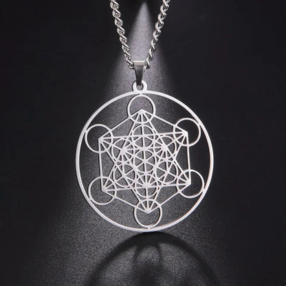 Archangel Metatron Pendant Necklace Stainless Steel Sacred Geometry Hexagram Jewelry Accessories