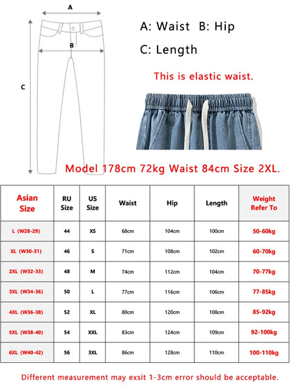 Spring Autumn Baggy Jeans Men Trousers Wide Leg Straight Denim Pants Daily Streetwear Loose Casual Jeans Asian Size L-6XL