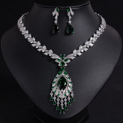 Pop Hot Stereo Jewelry Oil Painting Necklace Earrings Premium Multi-Color 2-Piece Wedding Travel Women's Holiday Gift M-1000