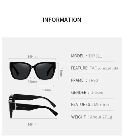 Women Polarized Sunglasses Men UV400 Night Vision Sun Glasses TR90 Big Eyeglasses Frame Driving Beach Anti Glare Shade Eyewear