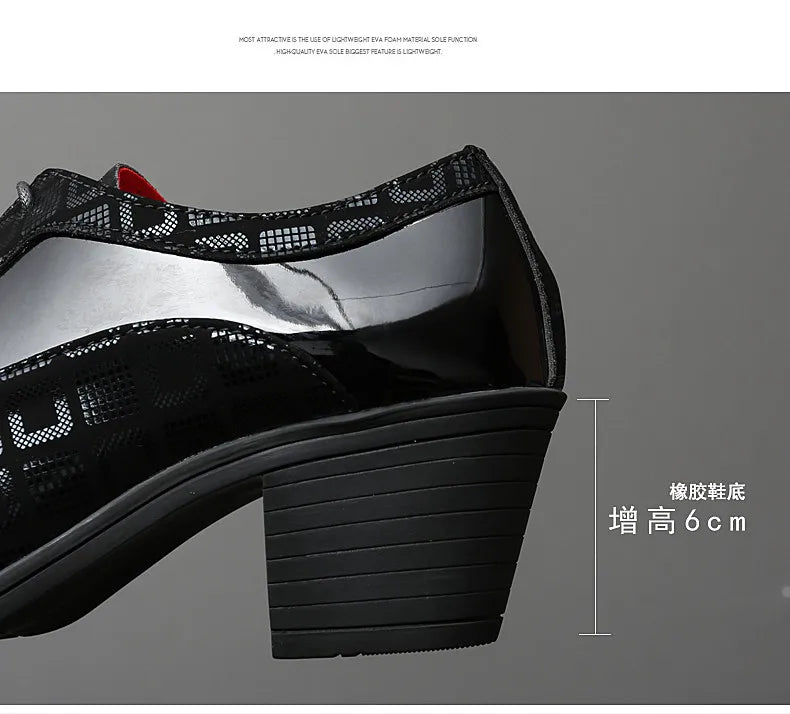 Men's High-heeled Leather Shoes Fashion Red Wedding Dresses Shoes For Men Luxury Formal Shoes Man zapatos de vestir