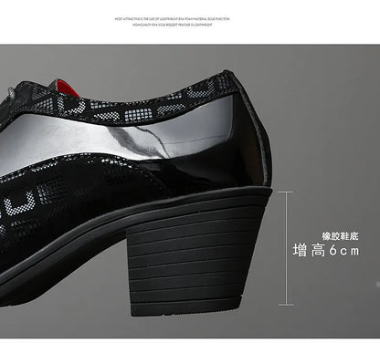 Men's High-heeled Leather Shoes Fashion Red Wedding Dresses Shoes For Men Luxury Formal Shoes Man zapatos de vestir