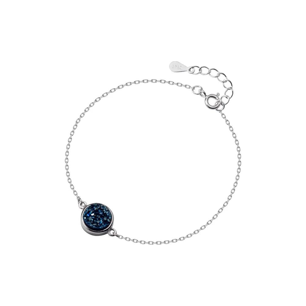 Multicolor Blue Crystal Sparkling Round Chain Bracelet Fashion Charm 925 Sterling Silver Bracelets For Women Jewelry Gift