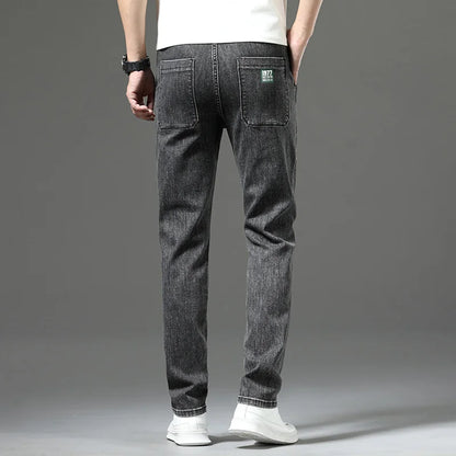 Luxury Stretchy Straight Leg Jeans plus Size Loose Fit Fashionable Printed Bottoms Versatile High Waist Denim Trousers