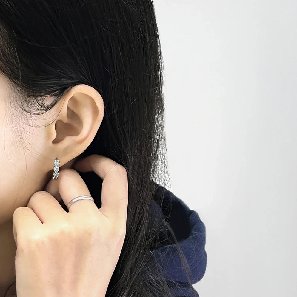 100% Real 3.5mm 0.2ct Moissanite Hoop Earrings for Women S925 Sterling Silver Earring Luxury Designer Wedding Fine Jewelry