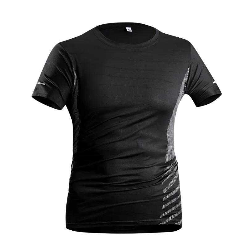 Camiseta de Corrida Masculina Verão Seda Gelo Fina Top Impressão Refletiva Secagem Rápida Manga Curta Respirável Fitness Esportiva Camiseta 5GG