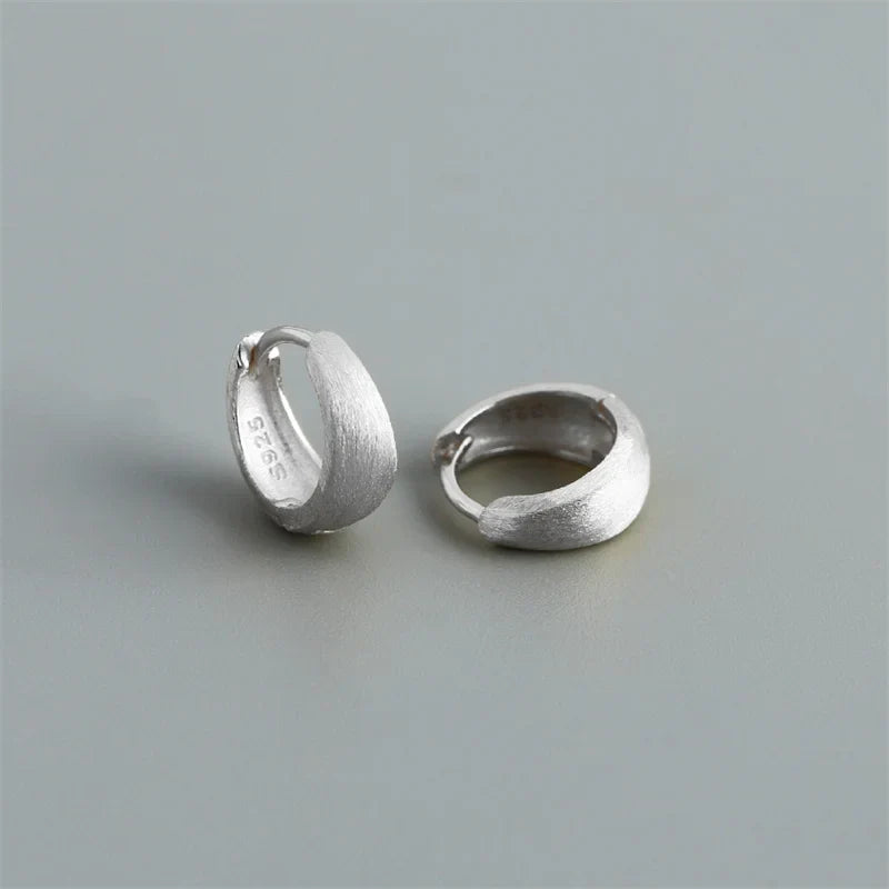 925 Sterling Silver Simple Statement Matte Large Huggies Hoop Earrings for Men Women Fine Gothic Punk Charms S925 Jewelry